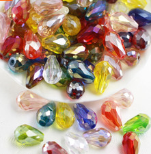 wholesale 20pcs 10x15mm color Drop glass Crystal Loose Spacer beads