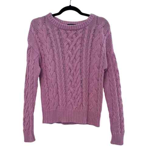 525 America Women's Pink Cable Knit Sweater Size S 100% Cotton - Afbeelding 1 van 6