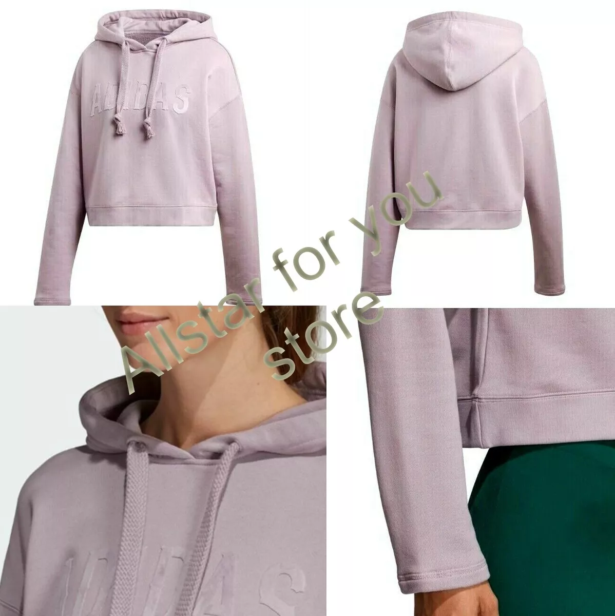 Adidas Women s Cropped Hoodie cotton SOFT VISION S M
