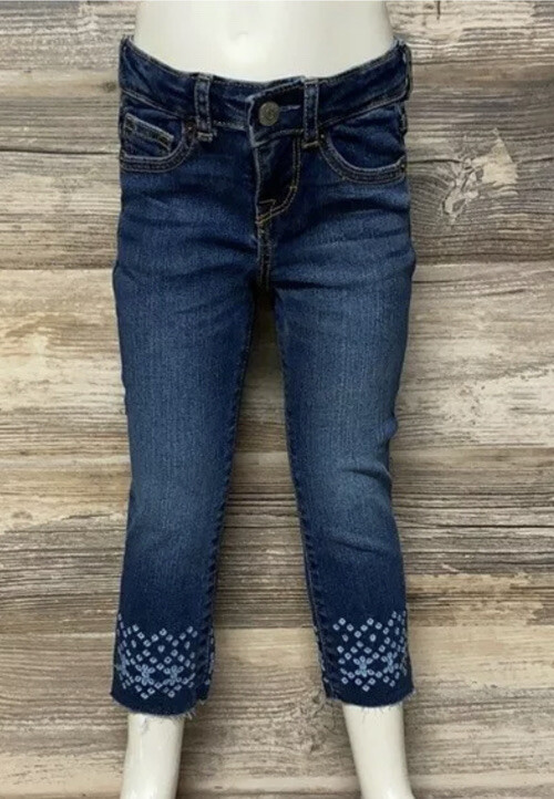 New Gymboree Super Skinny Girls Jeans Dark Wash Pants Adjustable Waist Size 7