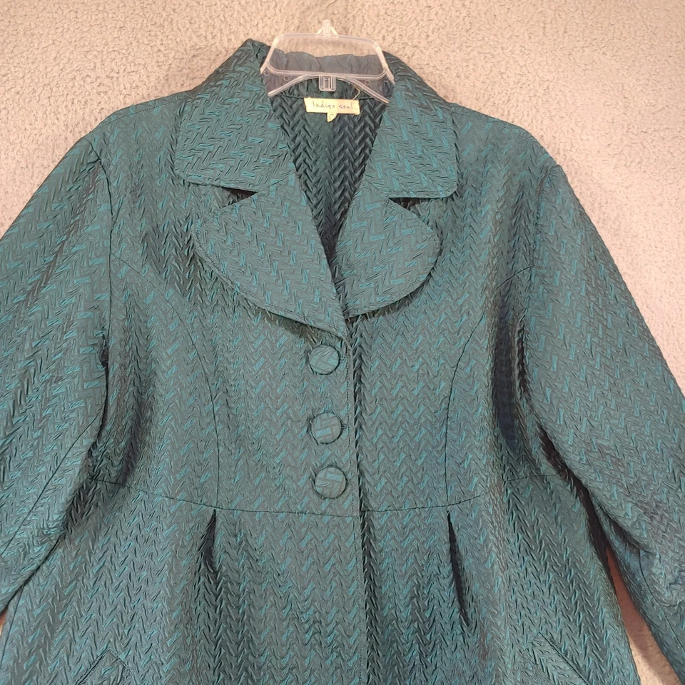 Indigo Soul 夹克女式 XL 轻便纽扣闭合口袋 — 第 2/4 张图片