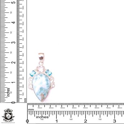 Larimar Aquamarine Topaz Pendant & 3MM Italian Chain P9668 | eBay