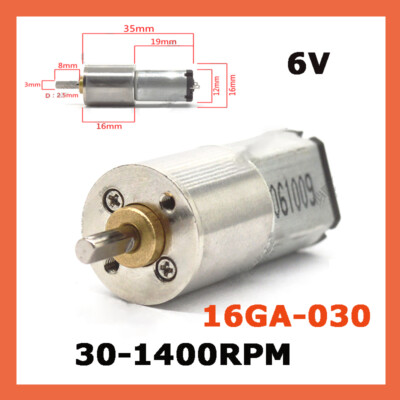 Micro Electric Gear Motor 30-1400RPM Speed Reduction Metal Gearbox 6V 16GA-030