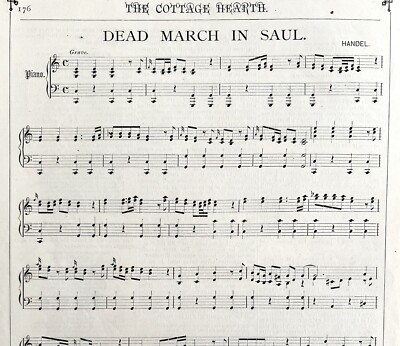 C1870s Dead March In Saul Victorian Sheet Music Handel Cottage Hearth DWEE4
