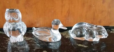 (3) Princess House Animal Paper Weight Figurines-  Germany 24% Lead Crystal