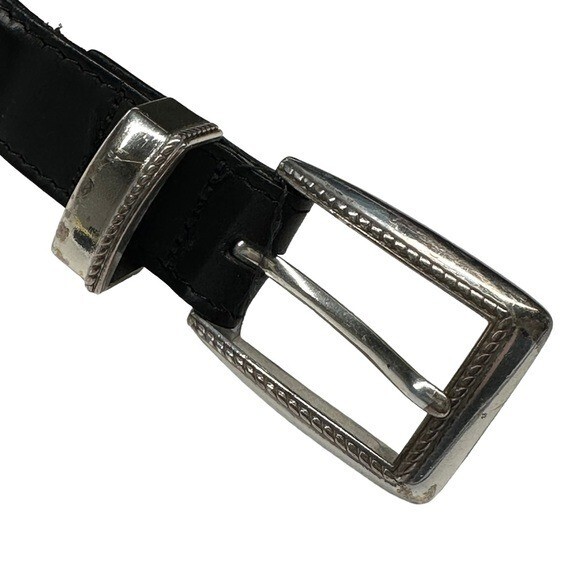 Ceinture En Cuir Noir Brighton - Taille M - Fabriquée Aux USA En 1995 - Occasion Très Bon état
