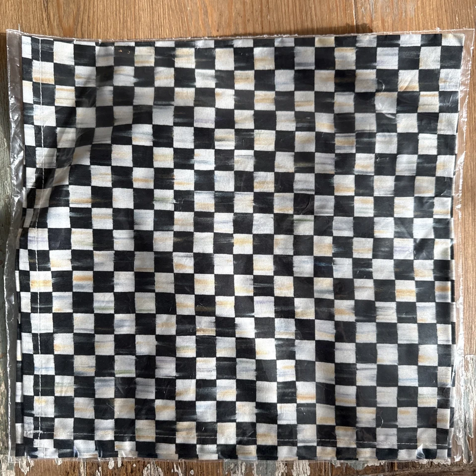 SERVILLETA DE ALGODÓN SUAVE A CUADROS CORTESANOS Mackenzie Childs (cantidad 1) nueva en paquete Foto 3 de 4