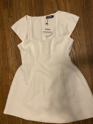 Babyboo Alani Mini Square neck Dress Ivory Large Brand New with Tags