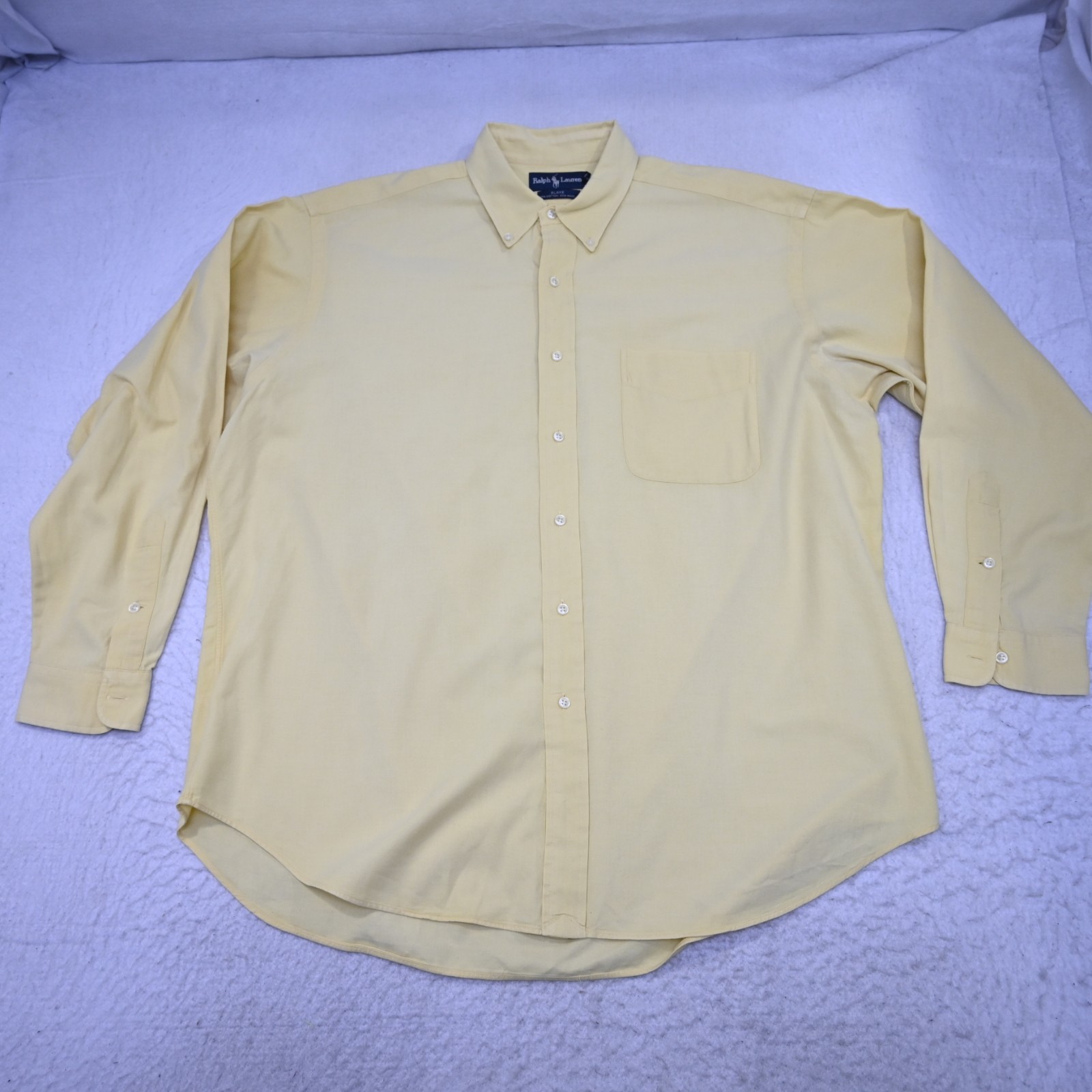 Polo Ralph Lauren Blake Dress Shirt Yellow Cotton Wool Long Sleeve Mens Size XL thumbnail 6
