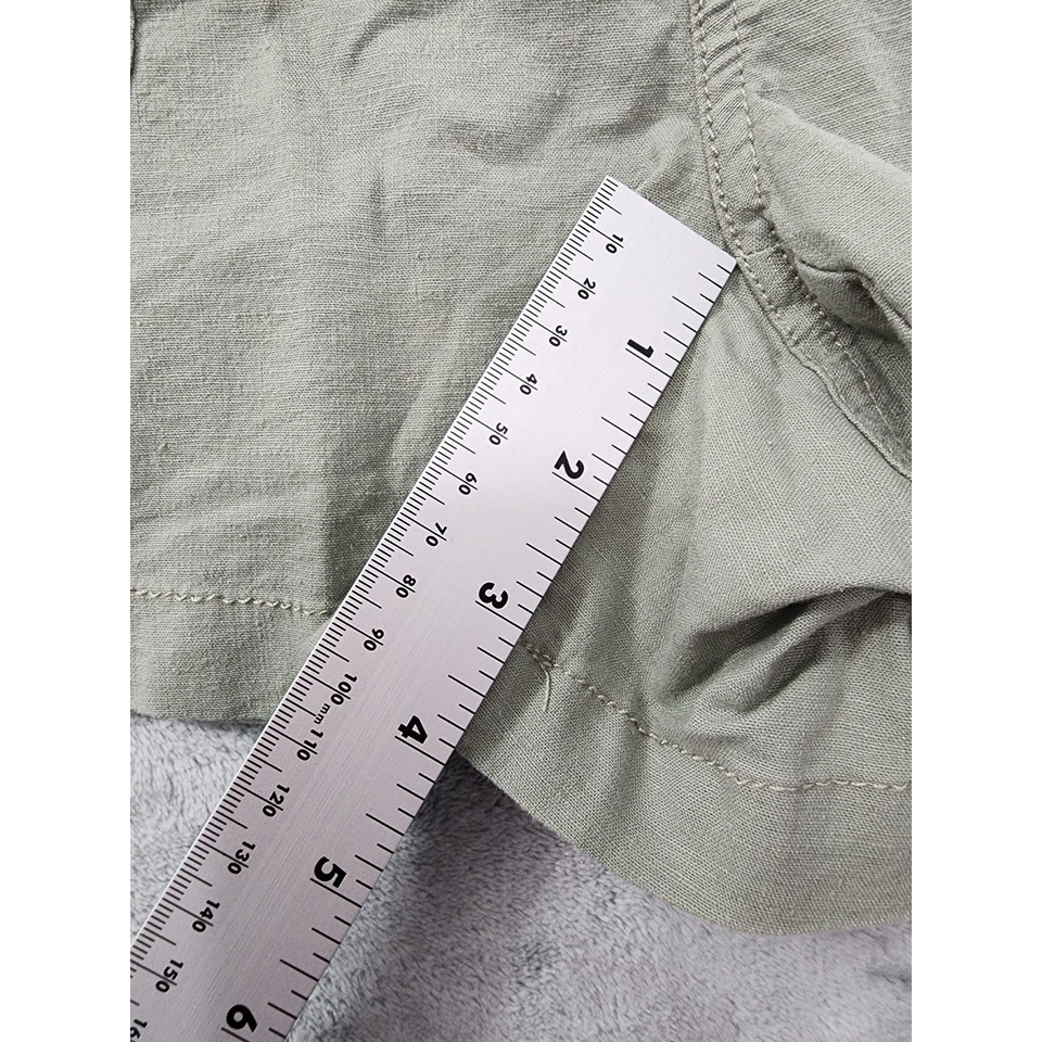 NUEVO Pantalones Cortos Chinos Elásticos Tórridos Mezcla de Lino Tirar con Corbata Frontal Talla 12 3.5 Pulgadas Foto 4 de 4