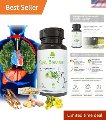 Powerful Lung Health Supplement with NAC & Mullein Leaf - 30-Day Detox, 60 Caps