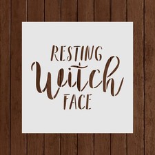 Halloween Resting Witch Face Stencil - Halloween Stencil, Witch Stencil, Witchc