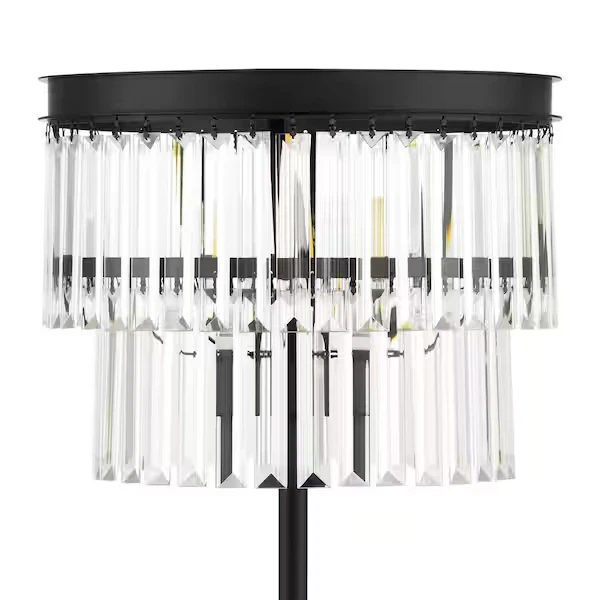 Lámpara de mesa Hampton Bay 45434-HBU elegante y moderna (cristal y metal negro) Foto 3 de 4