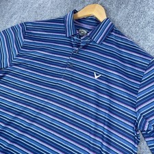 Callaway Opti Dri Golf Polo Mens L Blue Striped Short Sleeve Performance