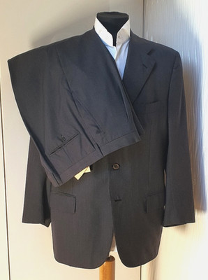 Kiton ''Blanc Blu'' Super 180's Pinstripe Suit gestreifter Anzug 52R