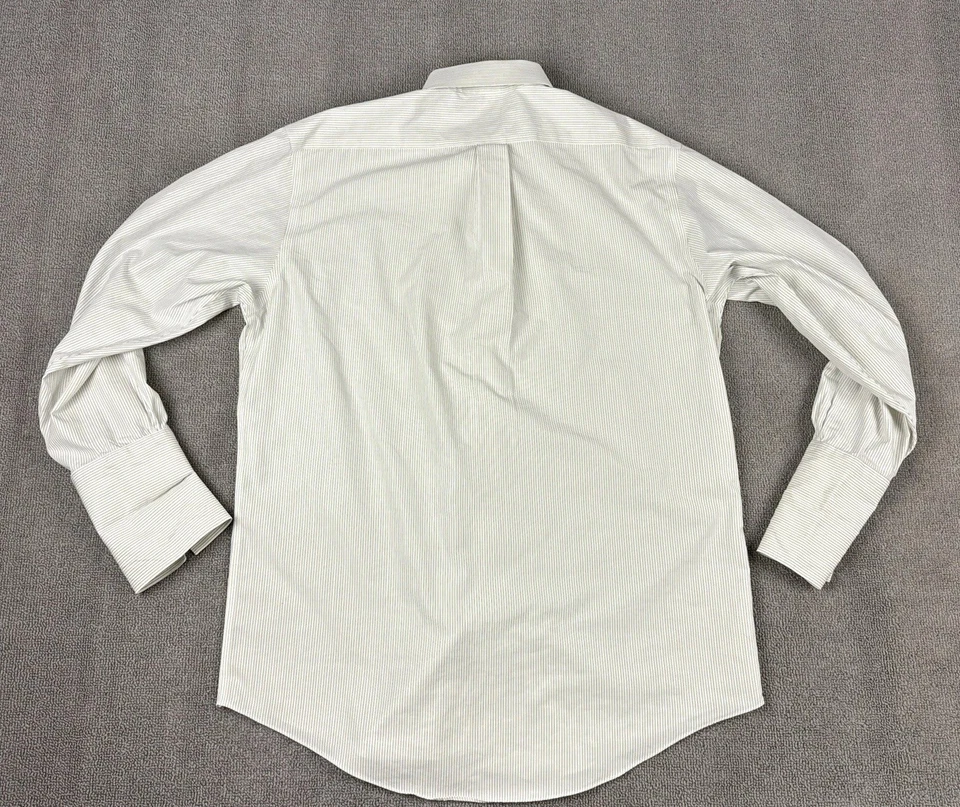 Camisa de vestir Brooks Brothers para hombre talla 15 1/2 34 puños franceses a rayas amarillas 346 Foto 3 de 4