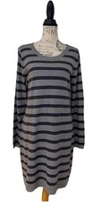 Banana Republic Dress Womens Gray Striped Lightweight Sweater Knit Size PL