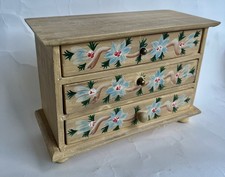 Hand Painted Footed Wooden Miniature Chest of Drawers 
