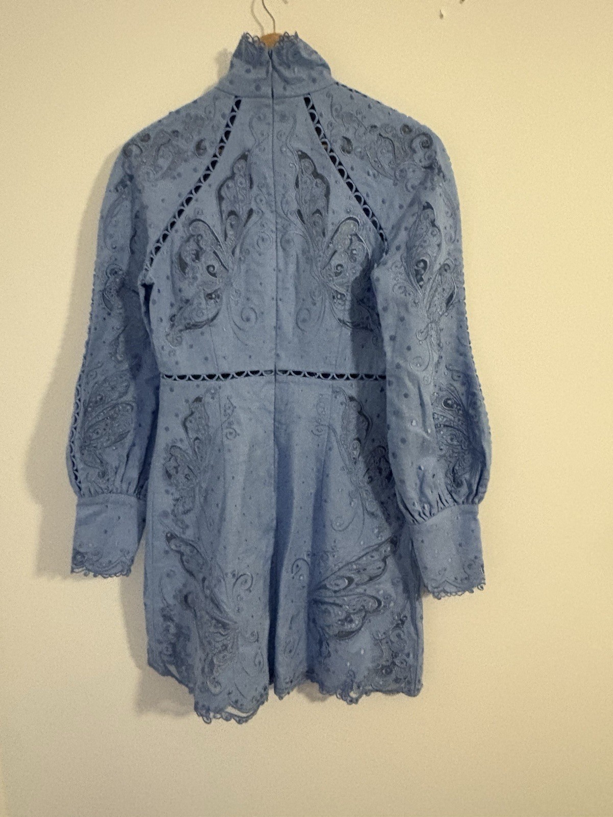 Zimmermann Super Eight Embroidered Mini Dress Size 1 / AU 10 / US 6 Cornflower