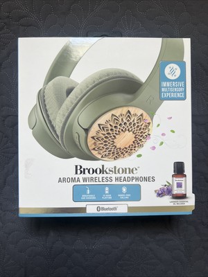 Brookstone Green Aroma Wireless Headphones, Bluetooth,Immersive Multisensory NIB