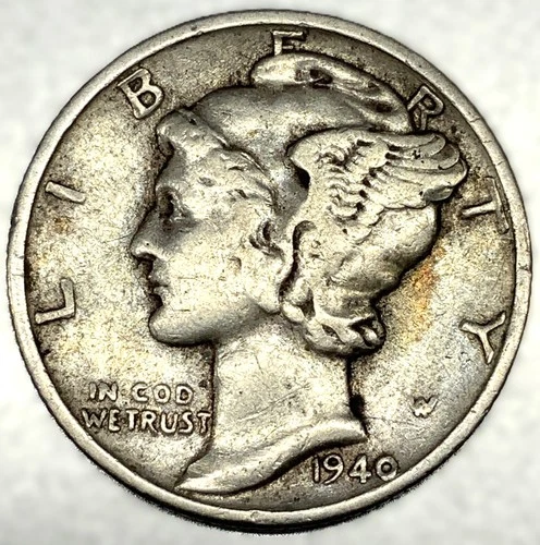 1940-P Mercury Dime 10c Good Circulated Condition 90% Silver US Coin - 3254