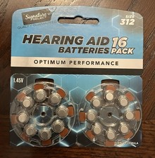 New Signature Hearing Aid Batteries Size 312 - 16 Pack Exp June 2027 - 1.45 V