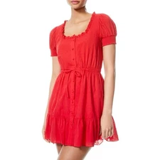 Alice + Olivia Button Down Mini Dress Size 14 Coquette Milkmaid Holiday NWT