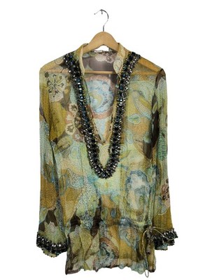 MONIQUE LESHMAN Tunikabluse Damen Bluse Gr. DE 38 khaki Casual-Look