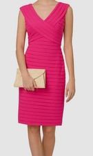 Adrianna Papell Women's Pink Pleated V-Neck Cap Sleeve Sheath Dress Size 2