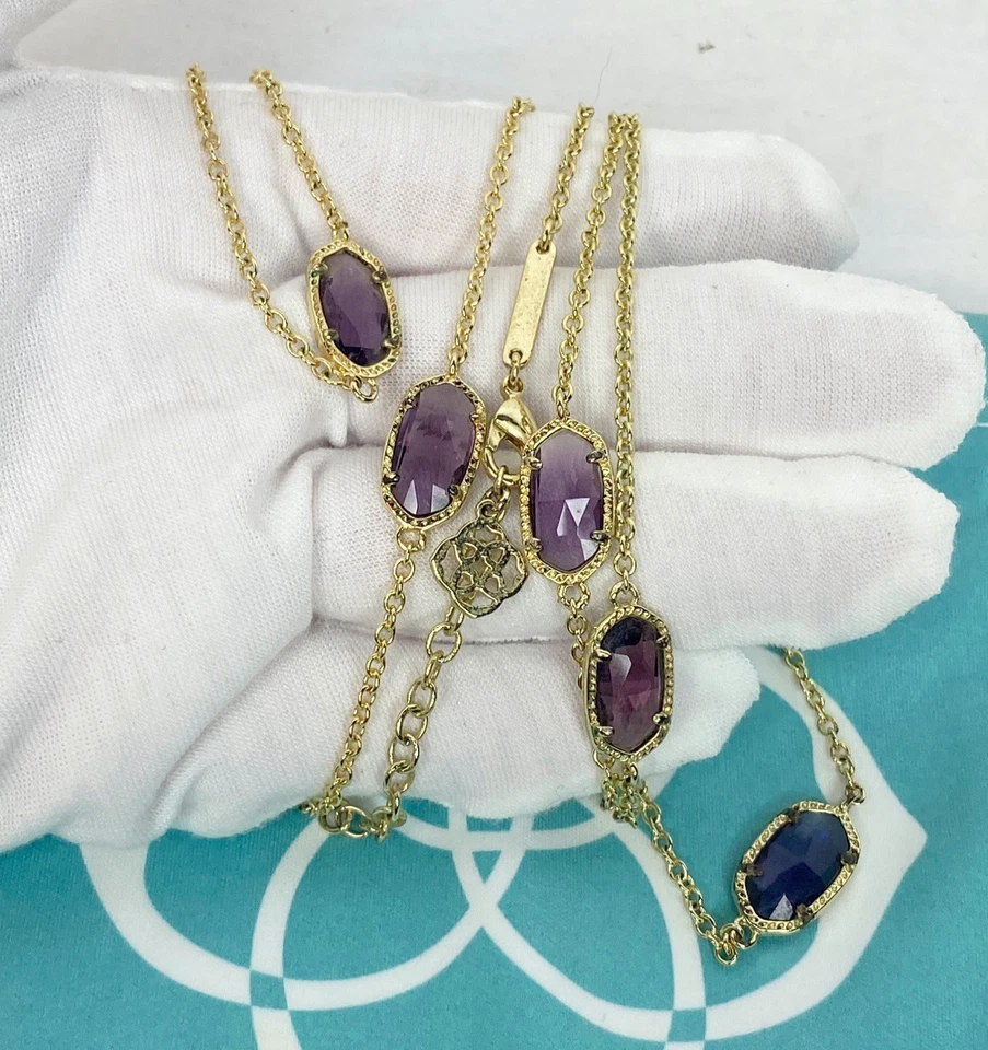 Collar largo Kendra Scott Kellie Gold Station en púrpura Foto 2 de 4