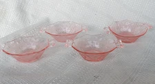 Set of 4 Heisey Flamingo Nut Cups with Engraved #447 Empress
