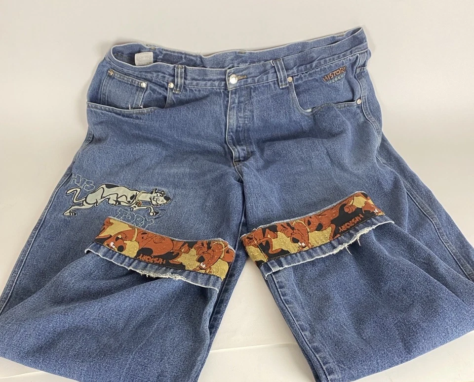 RARE VTG Iceberg History Denim Jeans Scooby Doo Tagged As 42 Runs 39” - Image 3 of 4