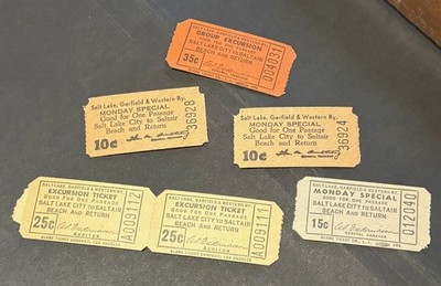 Saltair Beach Utah tickets - Salt Lake ,Garfield & Western Railway passage