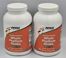 NOW Whole Psyllium Husks USDA Certified Organic Soluble Fiber Non-GMO - 2/12 oz