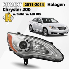 For 2011-2014 Chrysler 200 With Led Drl Chrome Halogen Projector Headlight Right