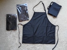 Lot of 4 Restaurant Employee Server Waiter Waitress Aprons Black Bib Pockets New