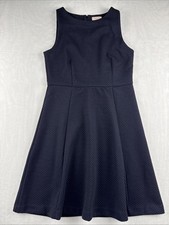 Loft Outlet Women's Black Blue Dots Dress Size 6 Sleeveless Zip Back Poly Rayon