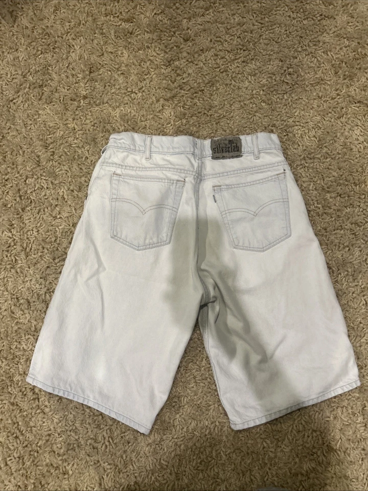 Levis Silvertab Vintage Jorts White Denim Size 33 Loose Fit - Image 2 of 4
