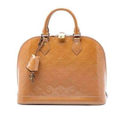 Louis Vuitton Monogram Vernis Alma PM Pre-Loved Handbag Caramel