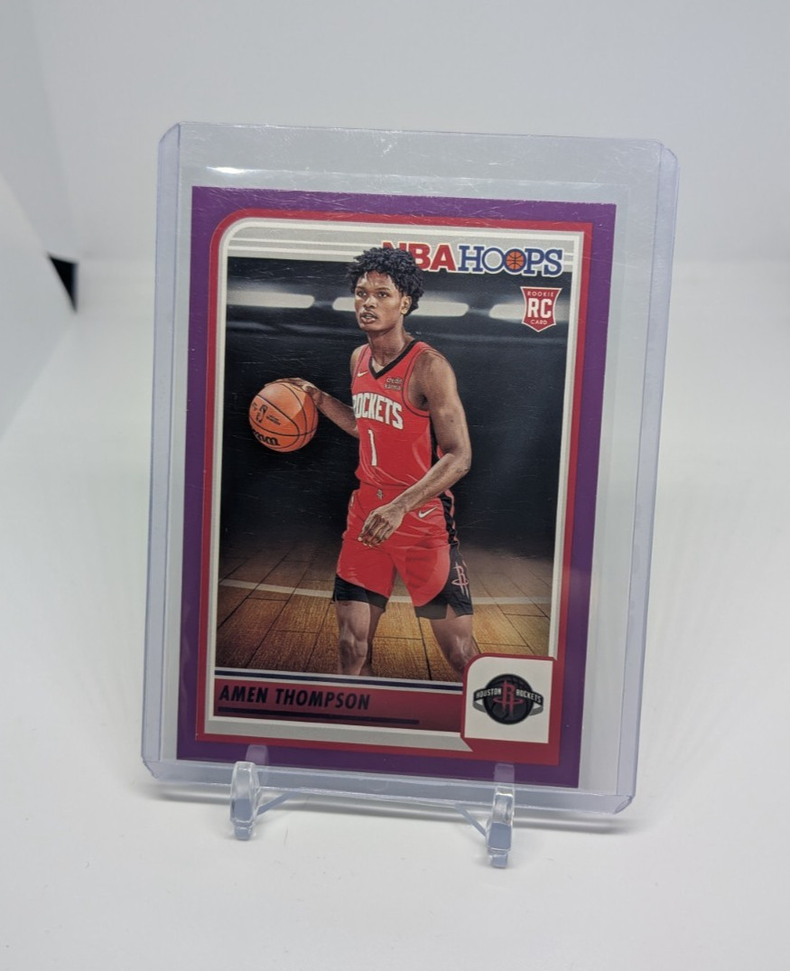 2023-24 Panini NBA Hoops Purple Amen Thompson #242 Houston Rockets Rookie RC