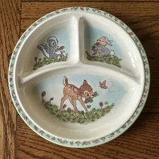 Vintage Disney Bambi Thumper  Flower Divided Childs Plate Selandia Melamine 