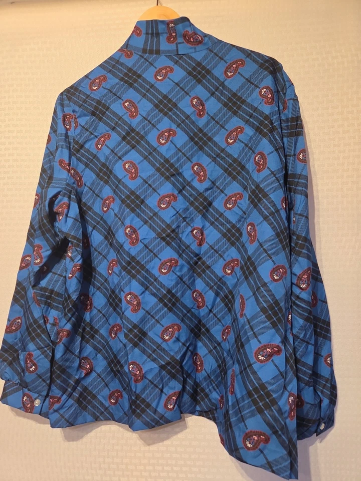 Blusa vintage para mujer Oraré talla 44 azul negra a cuadros cachemira lazo en el coño... Foto 3 de 4