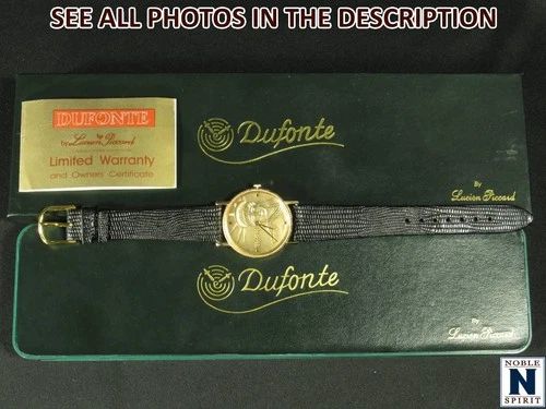 Lucien Piccard Dufonte Gold Statue of Liberty Coin Leather Quartz Watch NEW!!