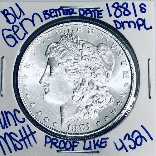 1881 S BU UNCIRCULATED MORGAN SILVER DOLLAR AUTHENTIC U.S.MINT FREESHIPPING 4321