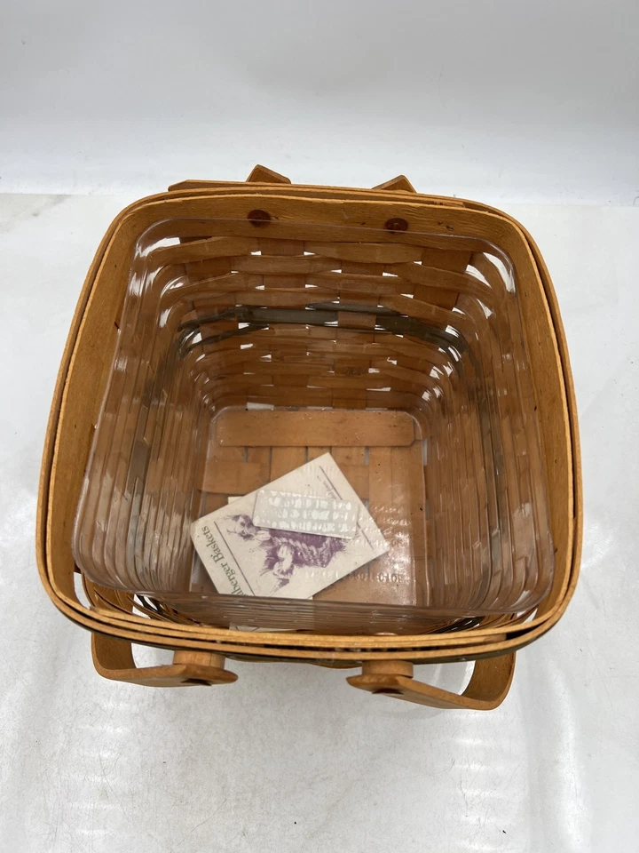 Vintage Longaberger Cranberry Basket 1995 Christmas Handwoven & Protector USA - Image 4 of 4