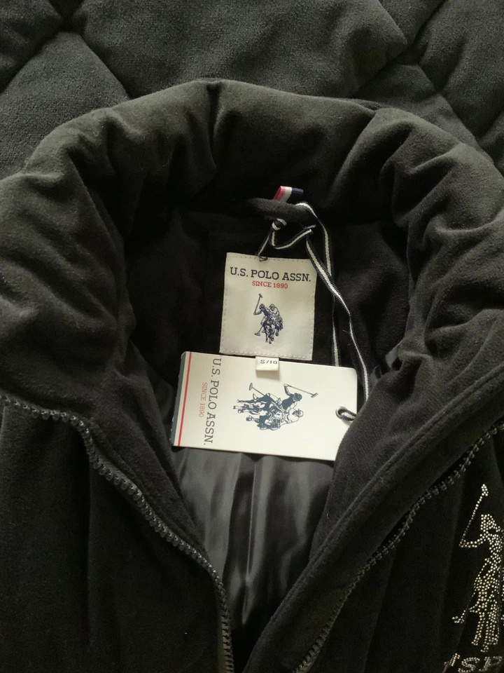 Black U.S. POLO ASSN. Long Sleeve Quilted Jacket UK10/S - Image 3 of 4