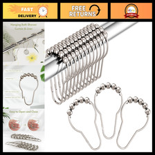 Rust Proof Stainless Steel Shower Curtain Hooks - Decorative Set of 12 for Bathr