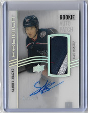 2023-24 UD PREMIER ROOKIE PATCH AUTO 46/249 SAMUEL KNAZKO #AR-SK BLUE JACKETS