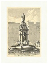 Das Denkmal Gerhard Kremers, gen. Merkator von Duisburg Holzstich Brunnen E 1521