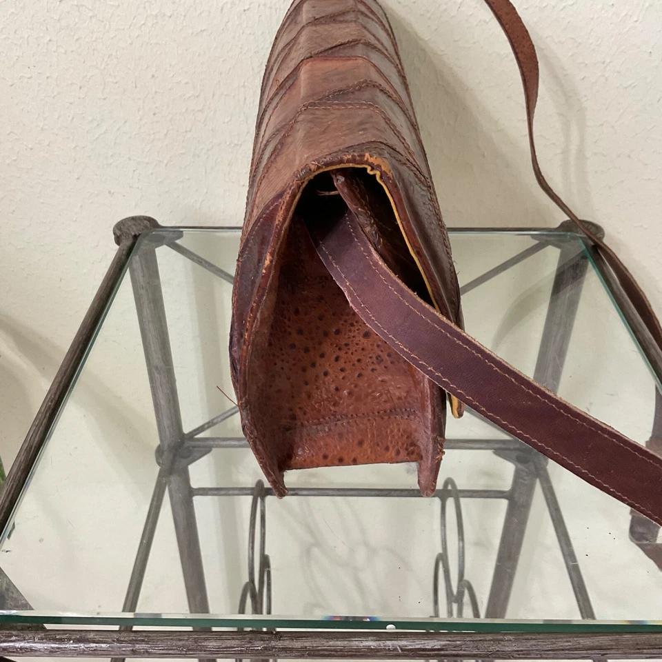 "Bolso de hombro de cuero vintage retazos interior de terciopelo monedero 6x3x12""" Foto 4 de 4